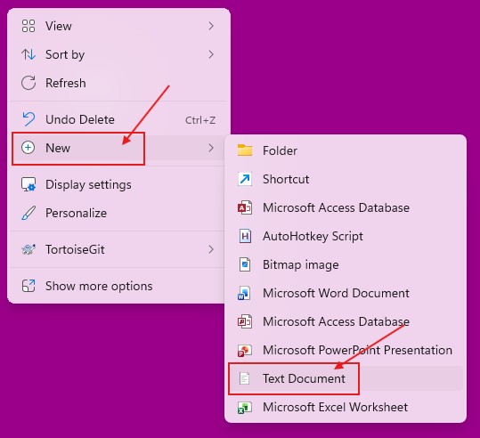 create new text file on windows 11