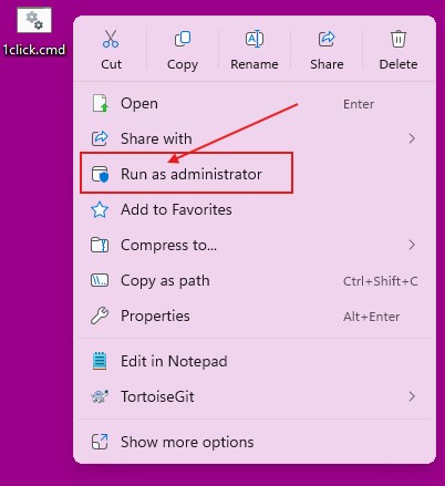 run the batch script as admin